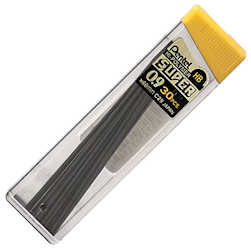LEAD REFILL, FOR MECHANICAL PENCILS, PENTEL, HI-POLYMER, 0.9MM, 30 LEADS/PACK, 3/CT LARGE